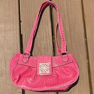 Pink Y2K Crocodile Embossed Shoulder Bag